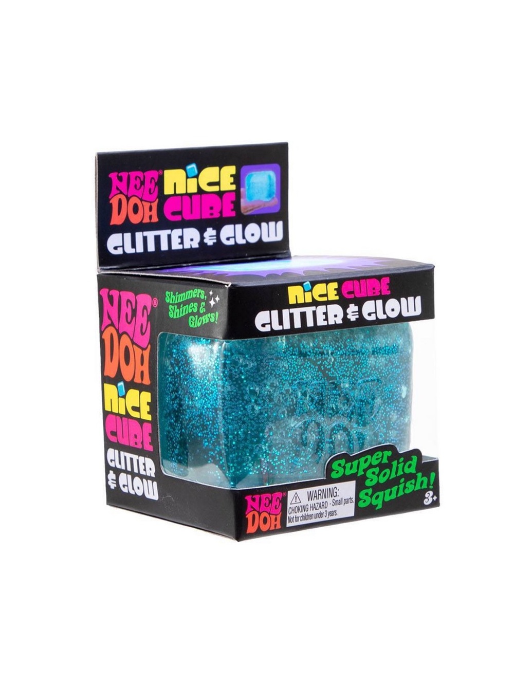 NeeDoh Nice Cube Glitter & Glow - Blue Squishy Toy - Picture 2 of 3